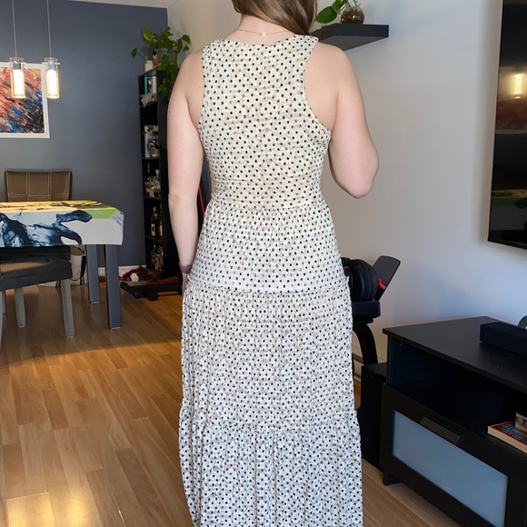 Anthropologie Meadow Rue Marigny cream with black polka dot maxi dress - Picture 4 of 15